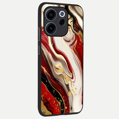  Red And White Marble back cover For Oppo Reno 15c slim fit glass case with vibrant aesthetic design