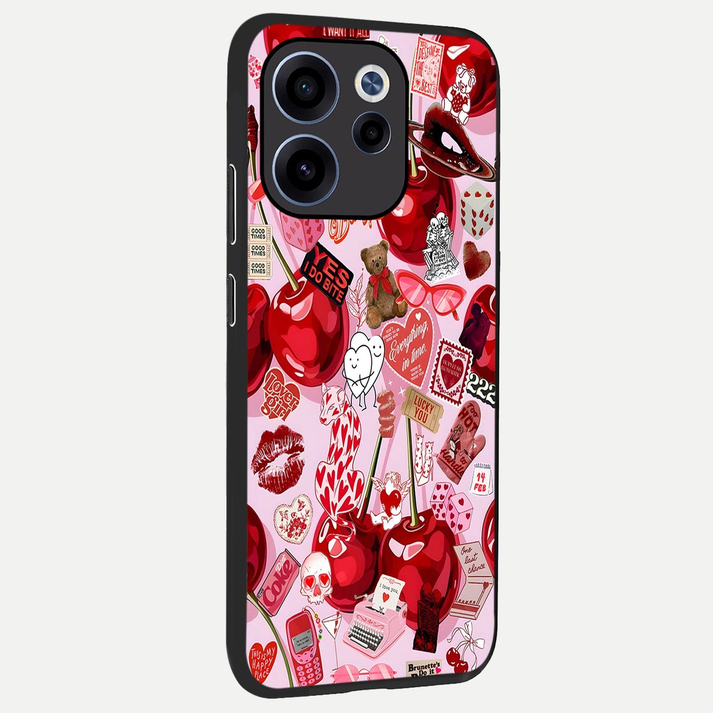  Sweet Cherry Chaos back cover For Oppo Reno 15c slim fit glass case with vibrant aesthetic design