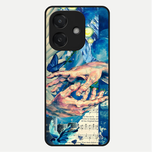  Aesthetic Divider Glass Case For Oppo A3x 5G back cover – full design glossy printed glass finish