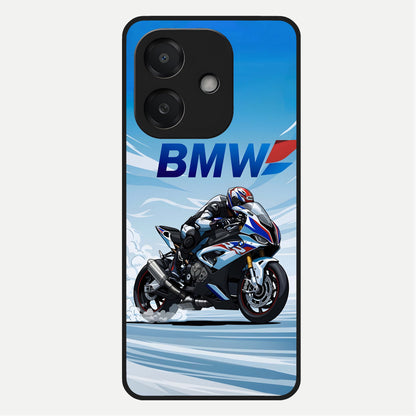  BMW Power Drift Glass Case For Oppo A3x 5G back cover – full design glossy printed glass finish