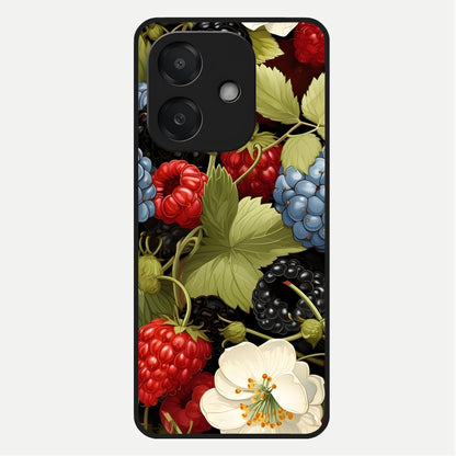  Berry Bloom Charm Glass Case For Oppo A3x 5G back cover – full design glossy printed glass finish