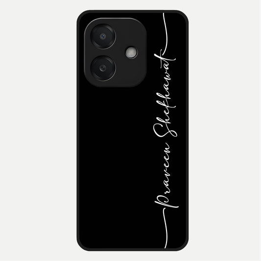  Black Tune Custom Name Glass Case For Oppo A3x 5G back cover – full design glossy printed glass finish