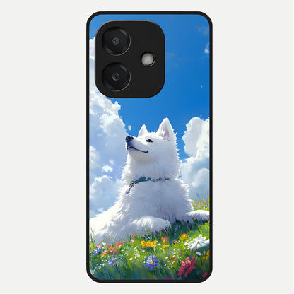  Blissful Cloud Pup Glass Case For Oppo A3x 5G back cover – full design glossy printed glass finish
