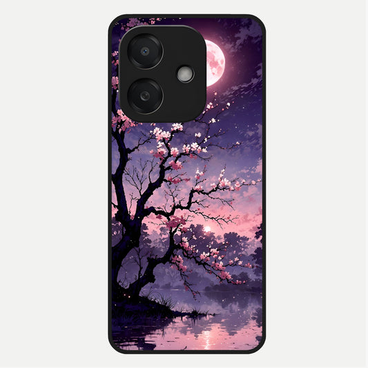  Blossom Pink Moon Glass Case For Oppo A3x 5G back cover – full design glossy printed glass finish