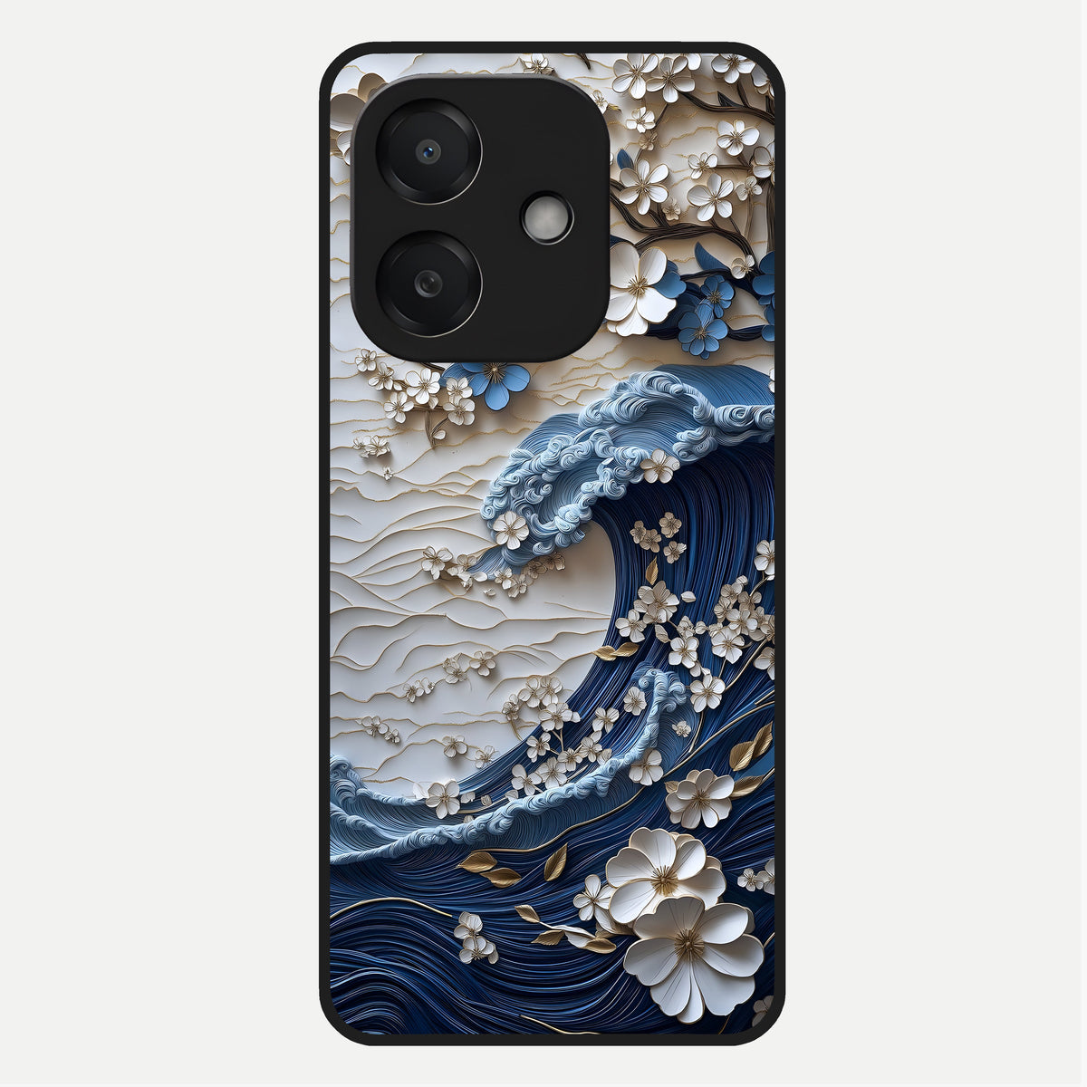  Blossom Wave Art Glass Case For Oppo A3x 5G back cover – full design glossy printed glass finish