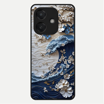  Blossom Wave Art Glass Case For Oppo A3x 5G back cover – full design glossy printed glass finish