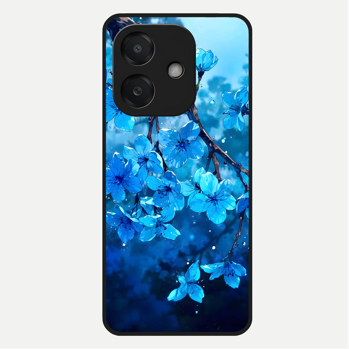  Blue Blossoms Branch Glass Case For Oppo A3x 5G back cover – full design glossy printed glass finish