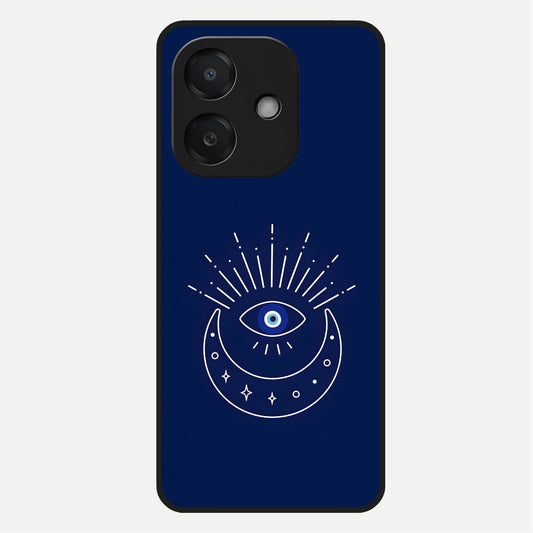  Blue Evil Eye Glass Case For Oppo A3x 5G back cover – full design glossy printed glass finish