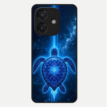  Blue Galaxy Turtle Glass Case For Oppo A3x 5G back cover – full design glossy printed glass finish