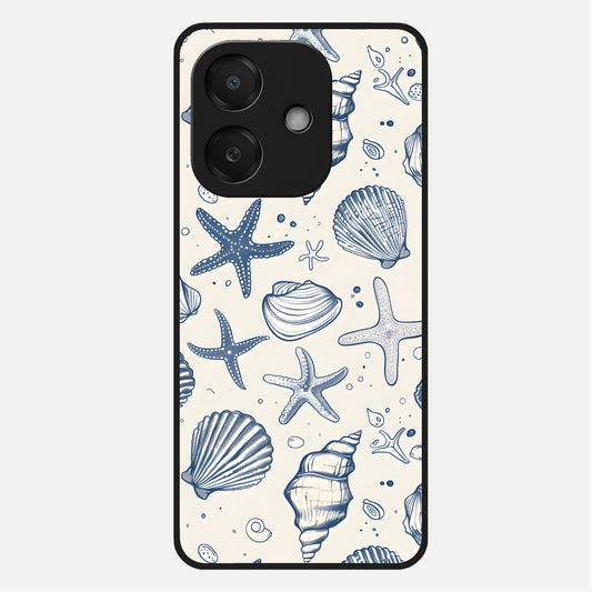  Blue Ocean Outline Glass Case For Oppo A3x 5G back cover – full design glossy printed glass finish