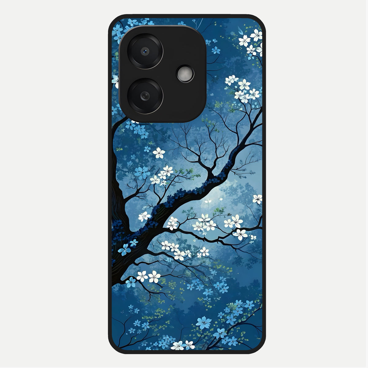  Blue Tree Serenity Glass Case For Oppo A3x 5G back cover – full design glossy printed glass finish