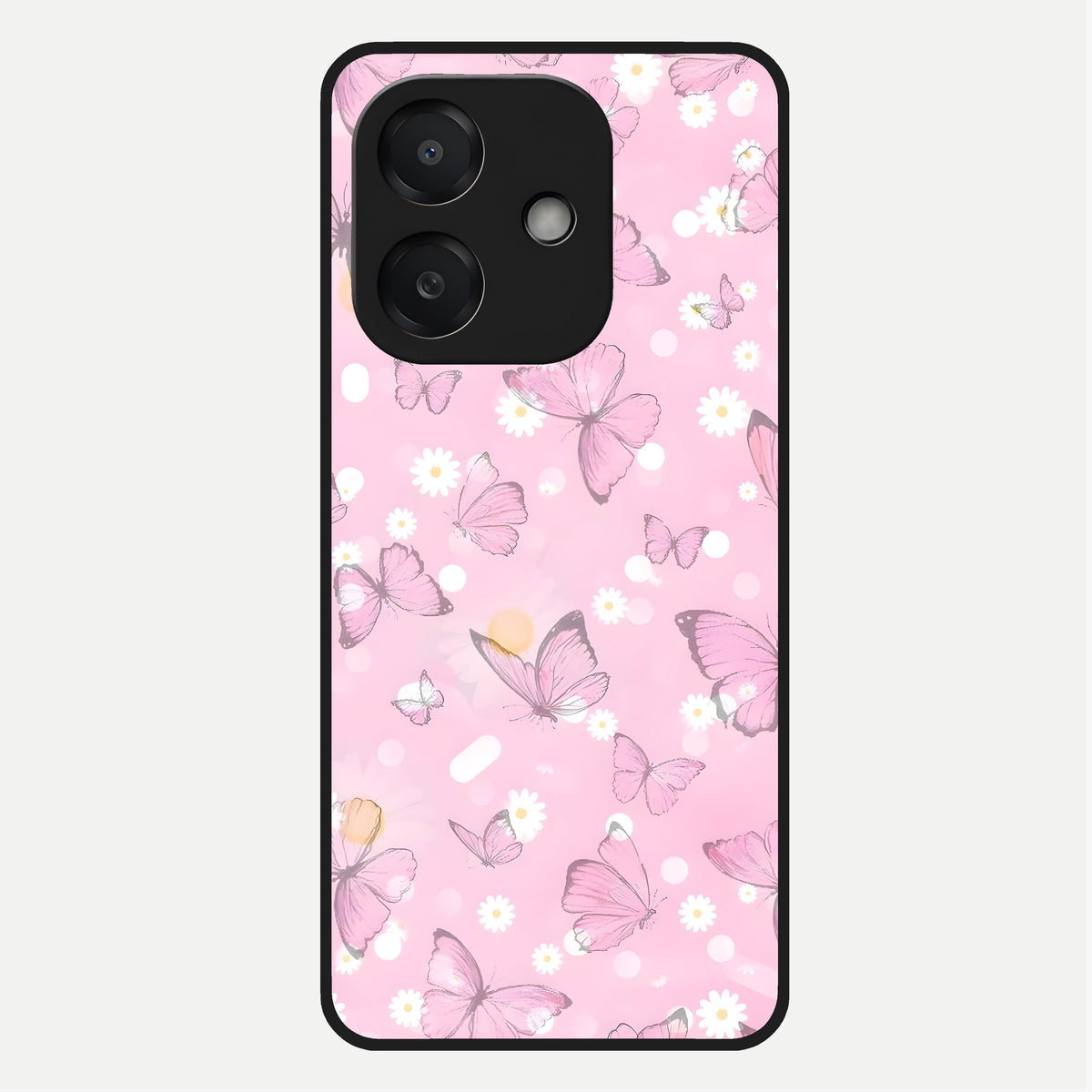  Blush Butterfly Garden Glass Case For Oppo A3x 5G back cover – full design glossy printed glass finish