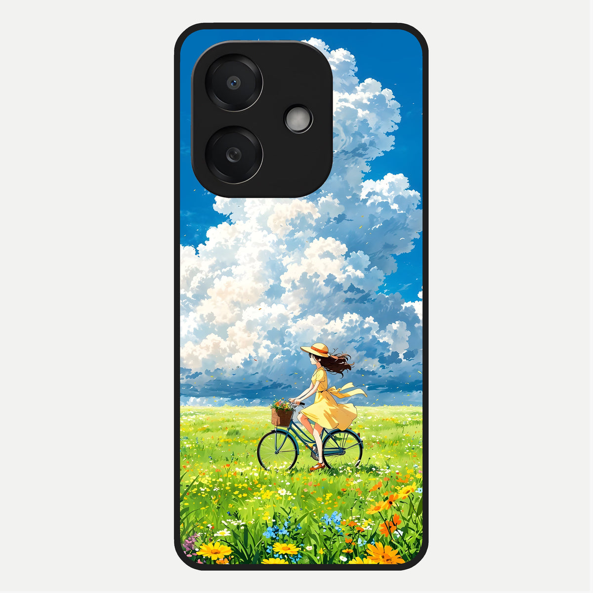  Breezy Meadow Ride Glass Case For Oppo A3x 5G back cover – full design glossy printed glass finish