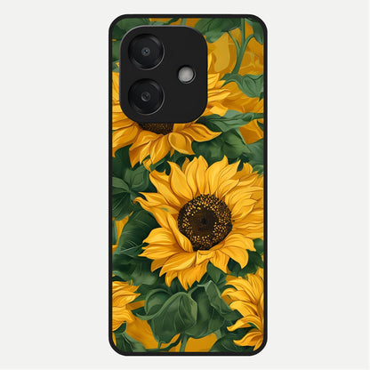  Bright Sunflower Bloom Glass Case For Oppo A3x 5G back cover – full design glossy printed glass finish