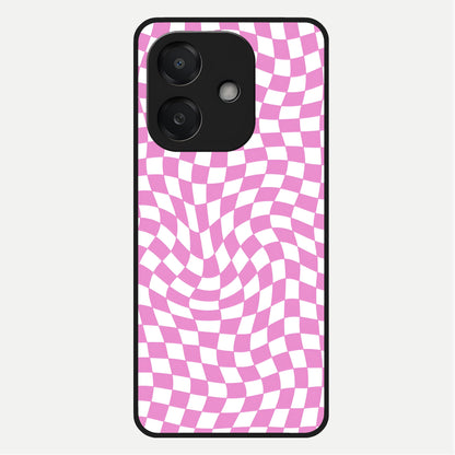  Bubblegum Check Wave Glass Case For Oppo A3x 5G back cover – full design glossy printed glass finish