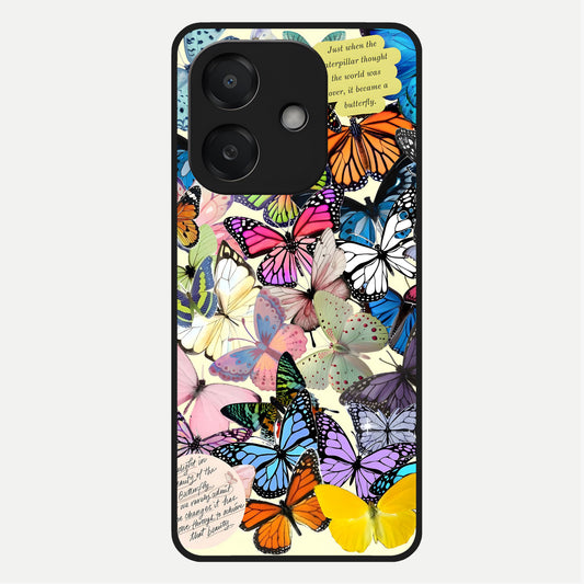 Butterflies Petal Dream Glass Case For Oppo A3x 5G back cover – full design glossy printed glass finish