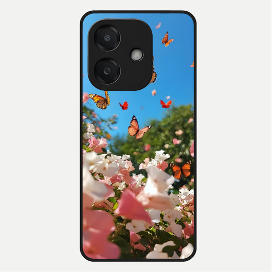  Butterflies In Bloom Sky Glass Case For Oppo A3x 5G back cover – full design glossy printed glass finish