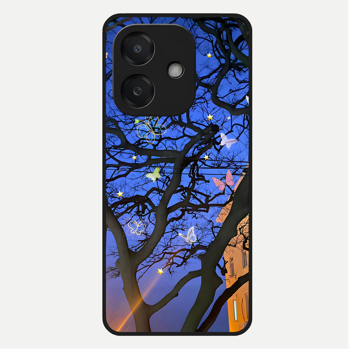  Butterfly Night Magic Glass Case For Oppo A3x 5G back cover – full design glossy printed glass finish