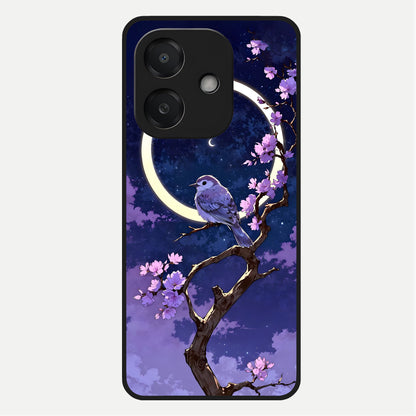  Celestial Bird Blossom Glass Case For Oppo A3x 5G back cover – full design glossy printed glass finish