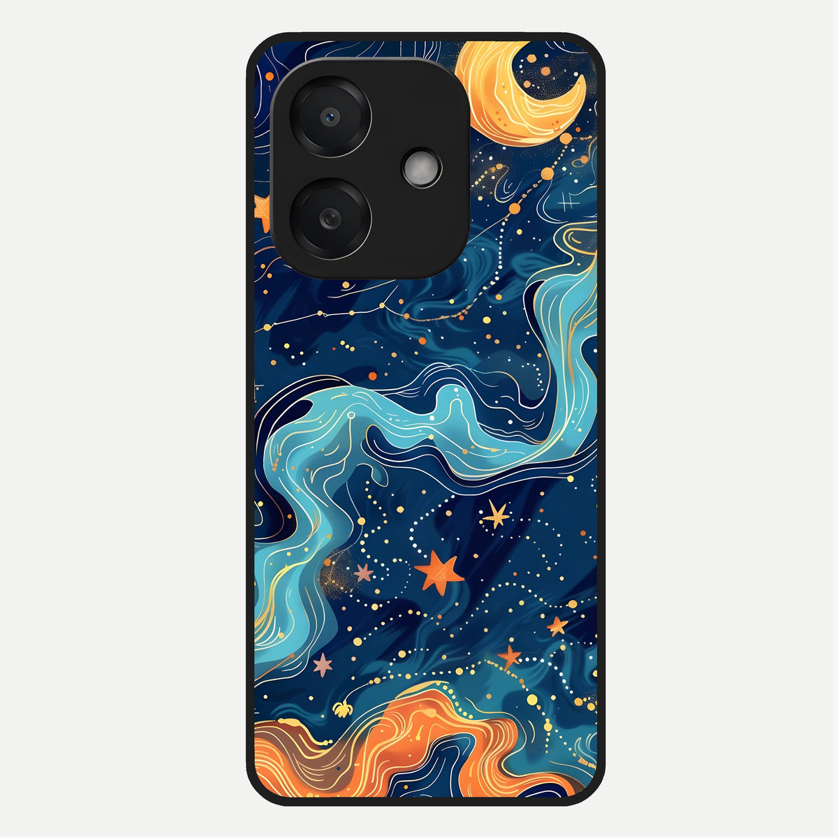  Celestial Dream Flow Glass Case For Oppo A3x 5G back cover – full design glossy printed glass finish
