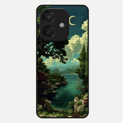  Celestial Lake Peace Glass Case For Oppo A3x 5G back cover – full design glossy printed glass finish