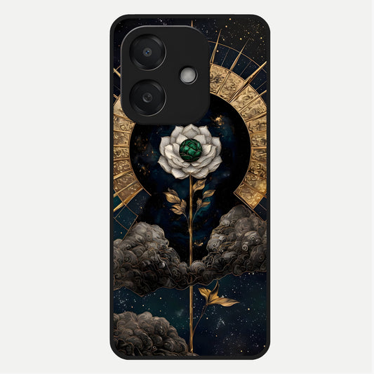  Celestial Lotus Morang Glass Case For Oppo A3x 5G back cover – full design glossy printed glass finish