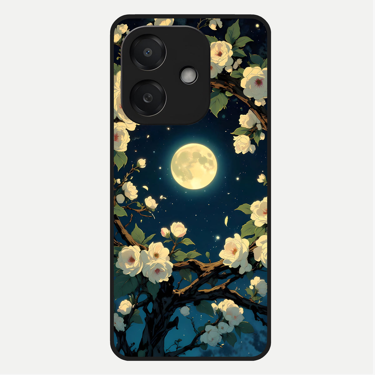  Celestial Moon And Flower Glass Case For Oppo A3x 5G back cover – full design glossy printed glass finish