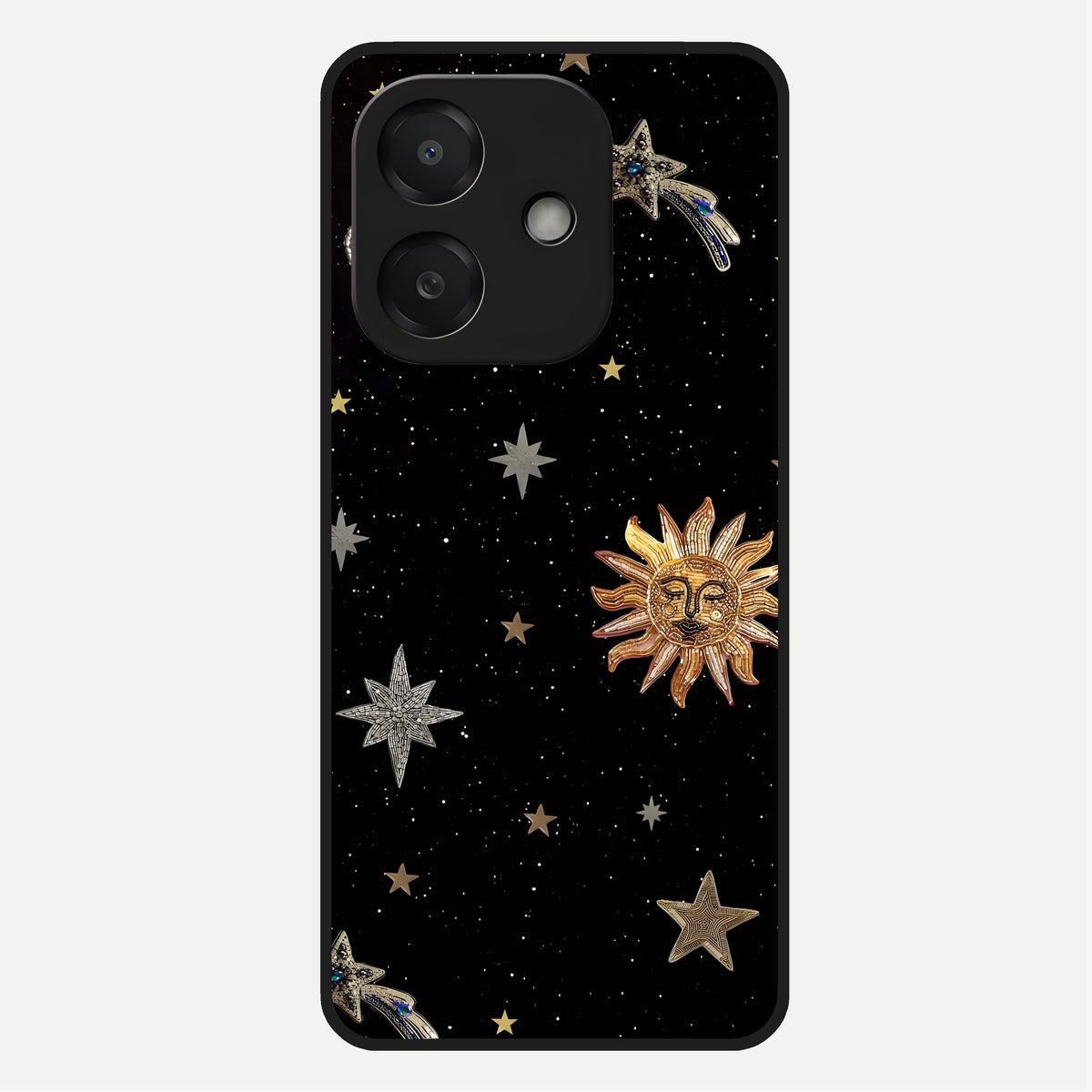  Celestial Moon With Stars Glass Case For Oppo A3x 5G back cover – full design glossy printed glass finish