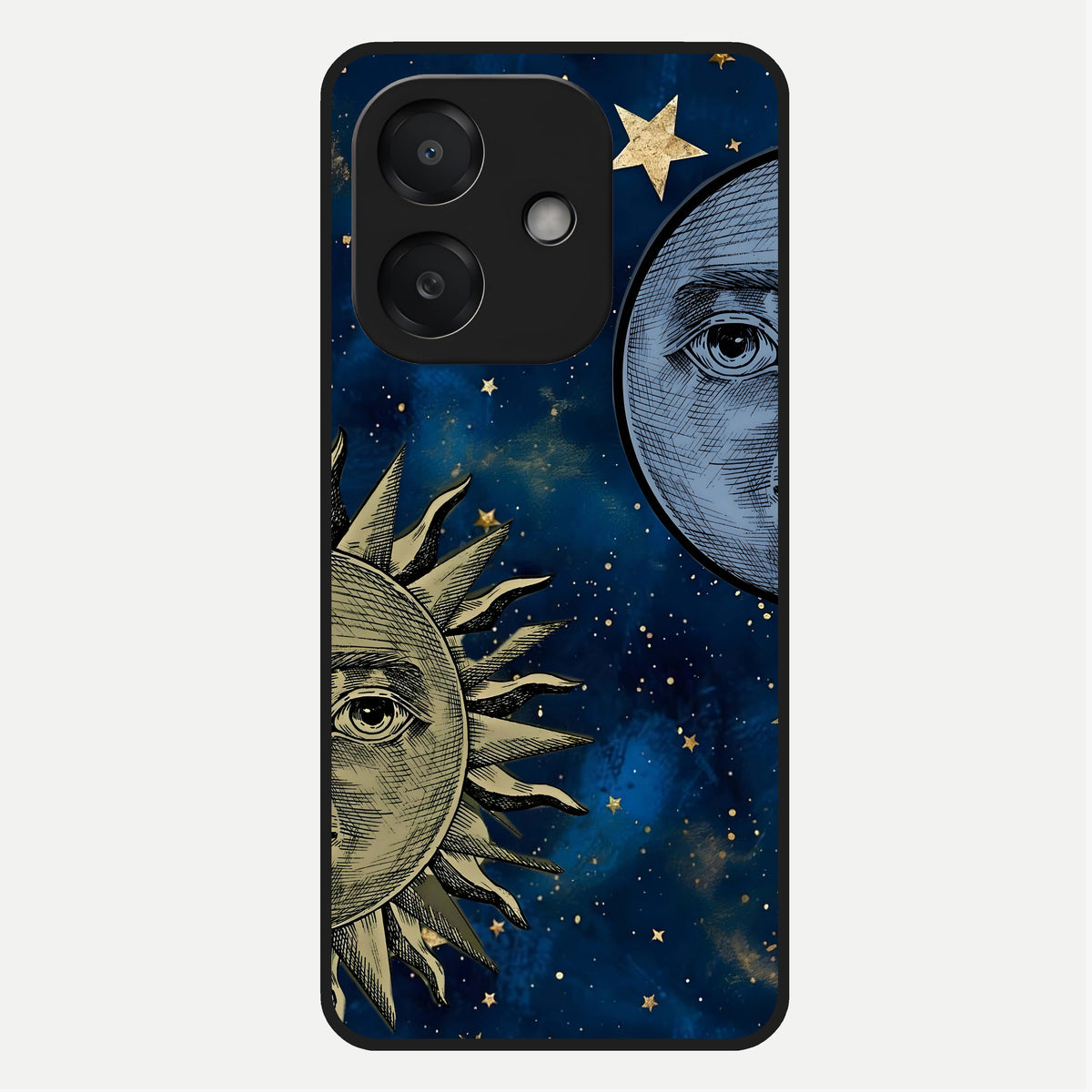  Celestial Moon With Sun Glass Case For Oppo A3x 5G back cover – full design glossy printed glass finish