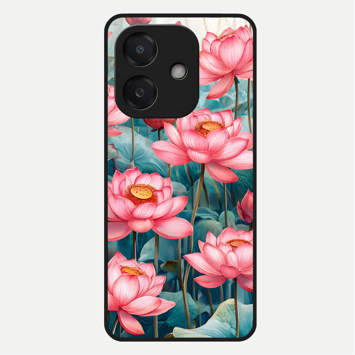 Celestial Pink Lotus Glass Case For Oppo A3x 5G back cover – full design glossy printed glass finish