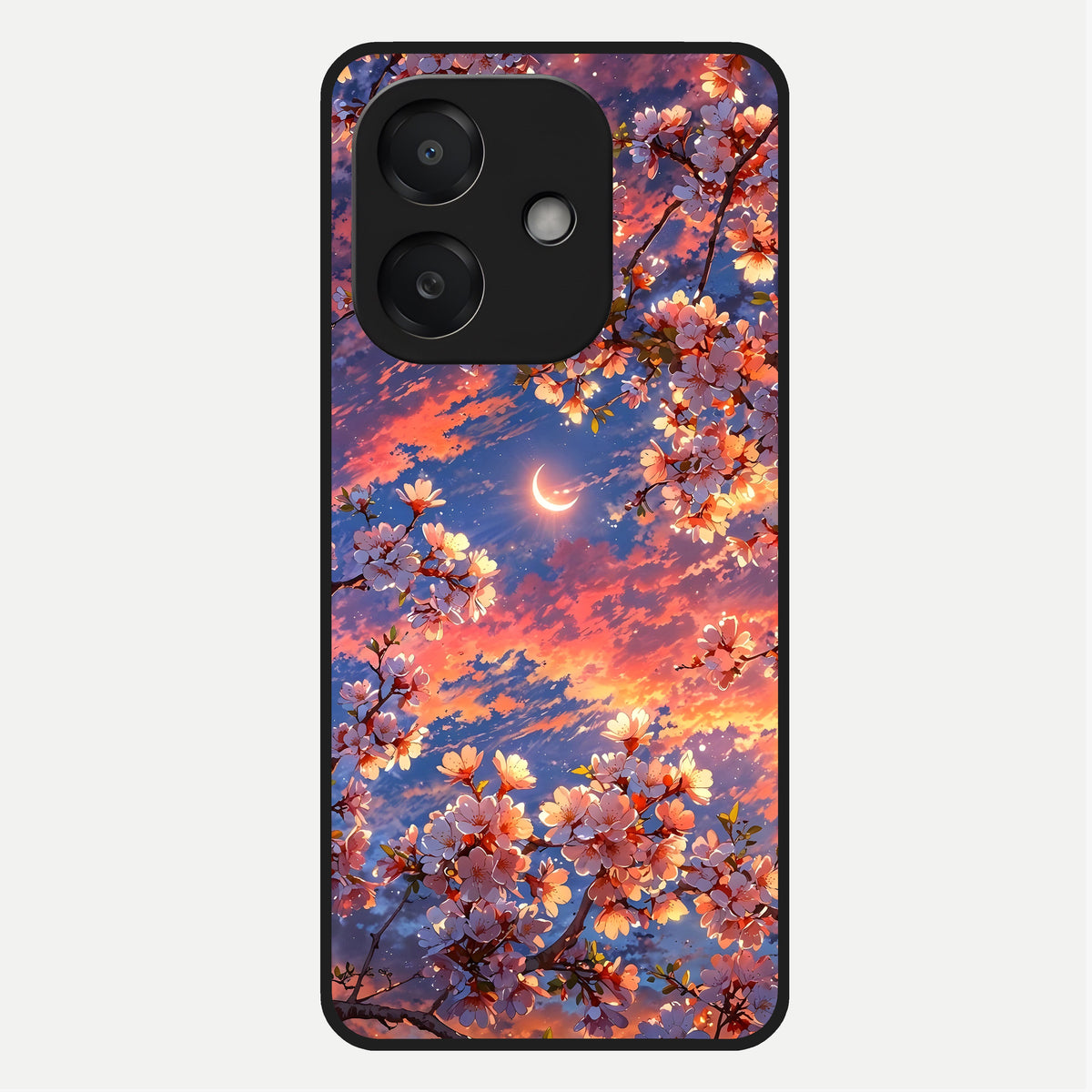  Celestial Sakura Sunset Glass Case For Oppo A3x 5G back cover – full design glossy printed glass finish
