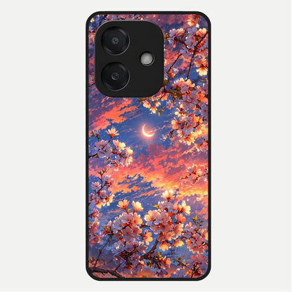  Celestial Sakura Sunset Glass Case For Oppo A3x 5G back cover – full design glossy printed glass finish