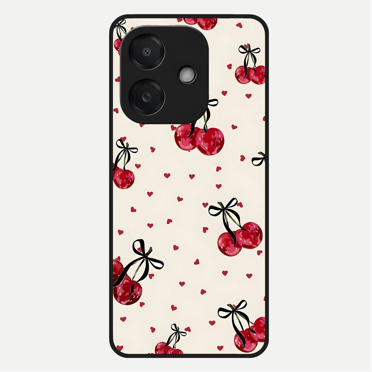  Cherry Heart Bow Glass Case For Oppo A3x 5G back cover – full design glossy printed glass finish