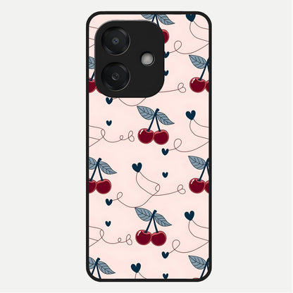  Cherry Heart Line Glass Case For Oppo A3x 5G back cover – full design glossy printed glass finish