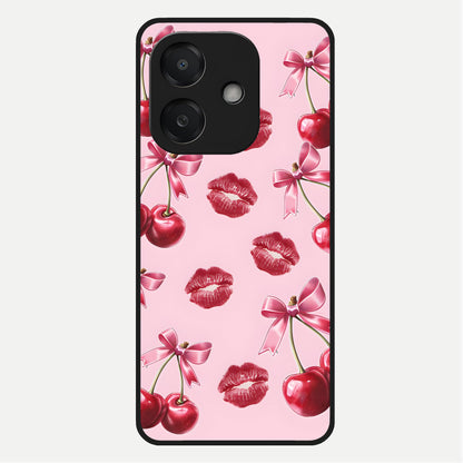  Cherry With Lips Glass Case For Oppo A3x 5G back cover – full design glossy printed glass finish
