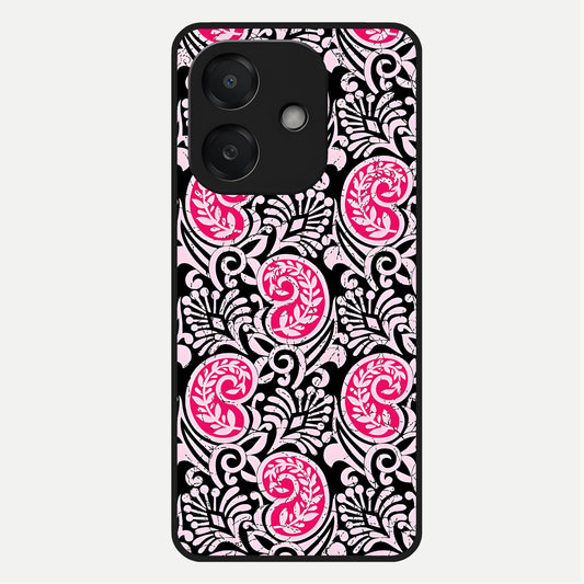  Crimson Paisley Charm Glass Case For Oppo A3x 5G back cover – full design glossy printed glass finish