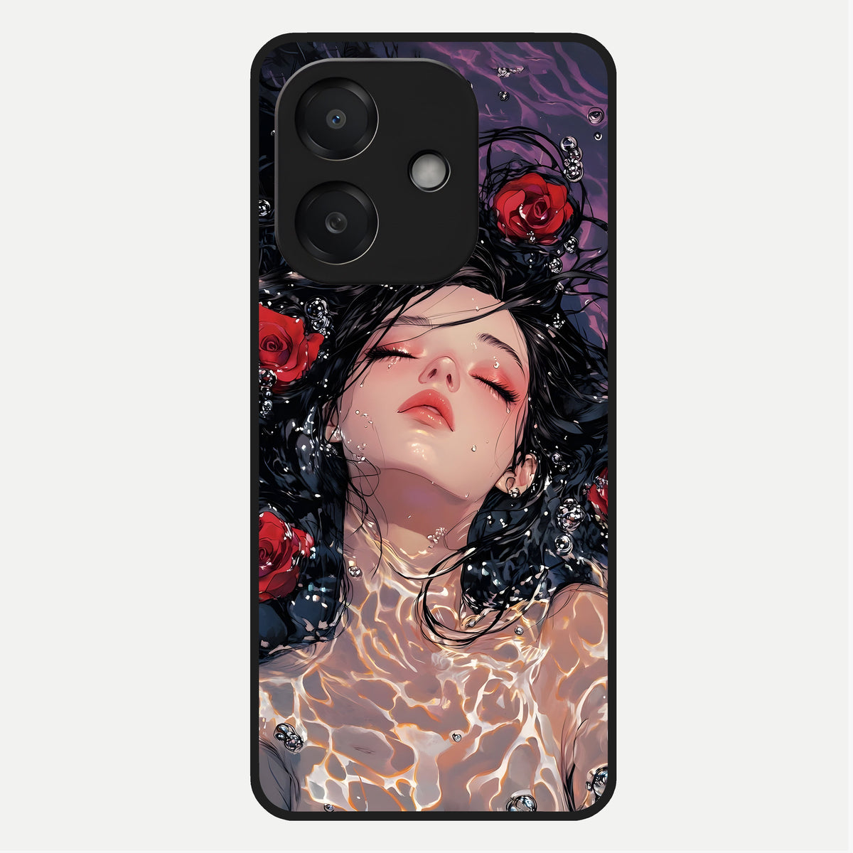  Crimson Rose Serenity Glass Case For Oppo A3x 5G back cover – full design glossy printed glass finish
