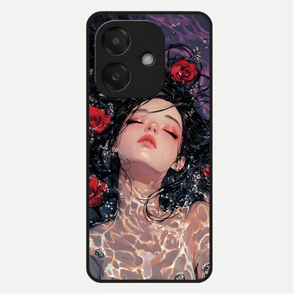  Crimson Rose Serenity Glass Case For Oppo A3x 5G back cover – full design glossy printed glass finish