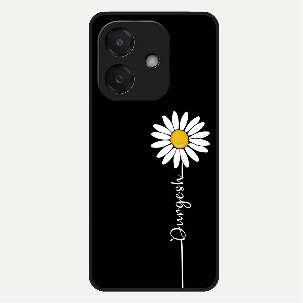  Custom Name White Flower Glass Case For Oppo A3x 5G back cover – full design glossy printed glass finish