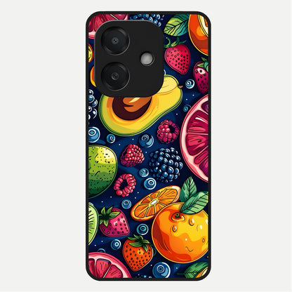  Cute Fruits Art Glass Case For Oppo A3x 5G back cover – full design glossy printed glass finish