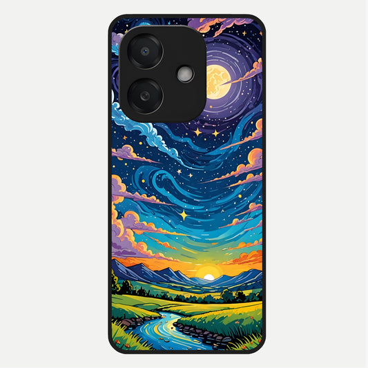  Dreamy Night Landscape Glass Case For Oppo A3x 5G back cover – full design glossy printed glass finish