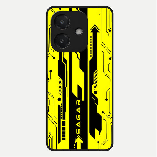  Electric Pulse CYBERPUNK Custom Name Glass Case For Oppo A3x 5G back cover – full design glossy printed glass finish