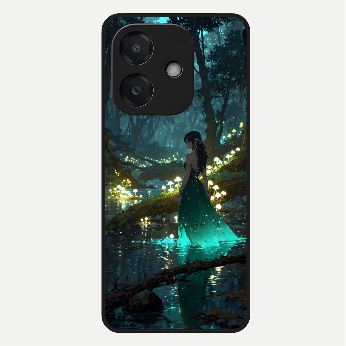  Enchanted Forest Glow Glass Case For Oppo A3x 5G back cover – full design glossy printed glass finish