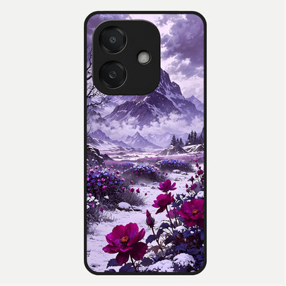  Flower Mountain View Glass Case For Oppo A3x 5G back cover – full design glossy printed glass finish