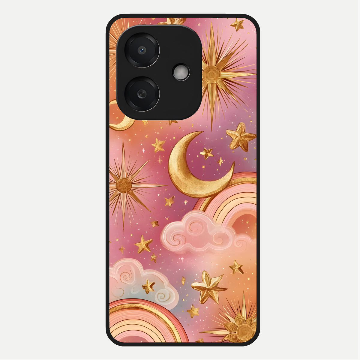  Golden Celestial Dreams Glass Case For Oppo A3x 5G back cover – full design glossy printed glass finish