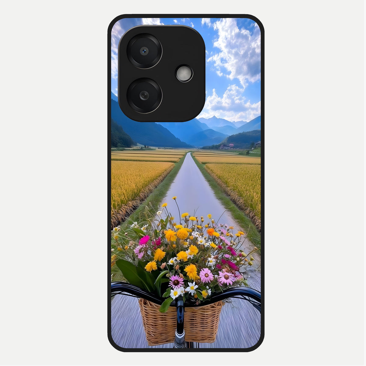  Golden Field Journey Glass Case For Oppo A3x 5G back cover – full design glossy printed glass finish