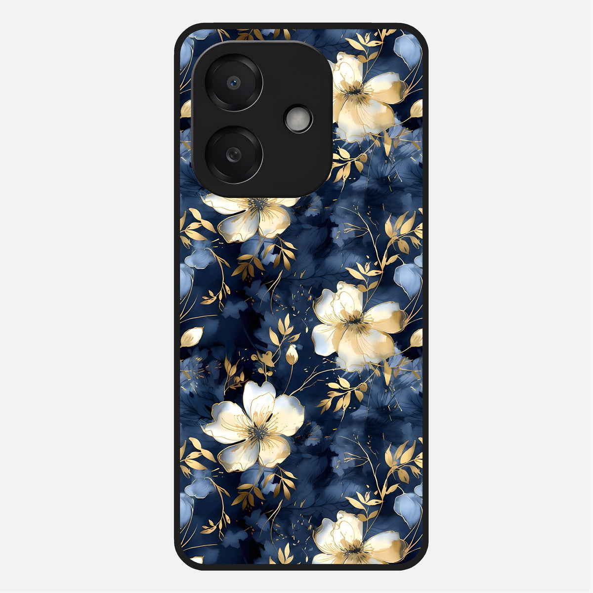  Golden Midnight Bloom Glass Case For Oppo A3x 5G back cover – full design glossy printed glass finish