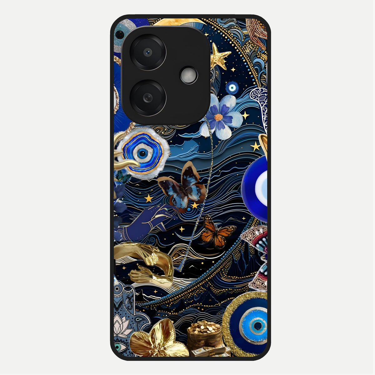  Golden Moon Magic Glass Case For Oppo A3x 5G back cover – full design glossy printed glass finish