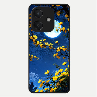  Golden Night Glow Glass Case For Oppo A3x 5G back cover – full design glossy printed glass finish