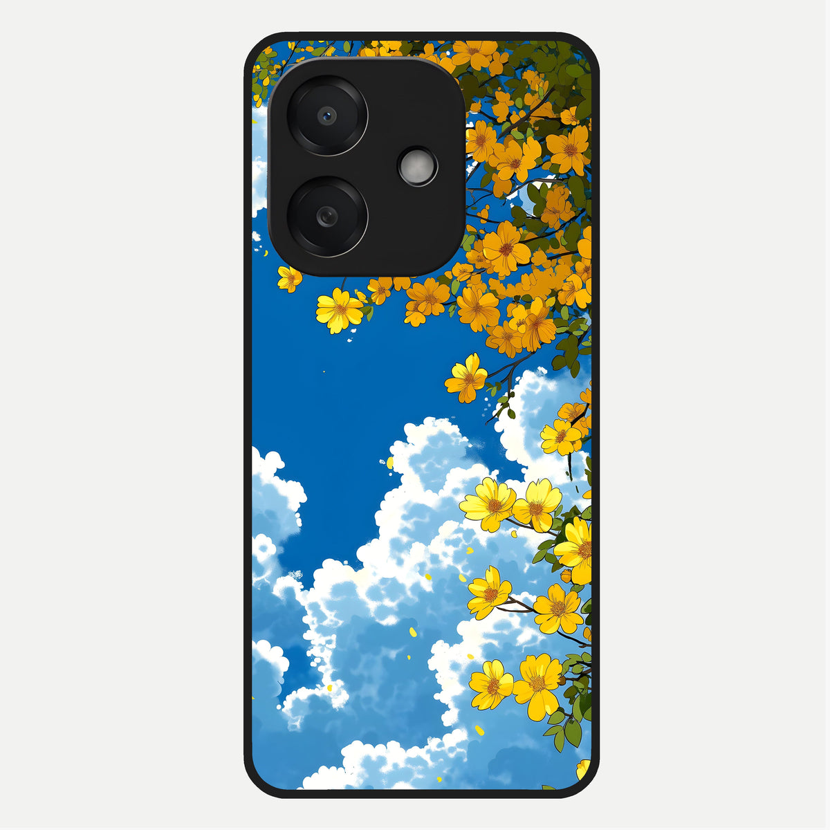  Golden Petal Sky Glass Case For Oppo A3x 5G back cover – full design glossy printed glass finish